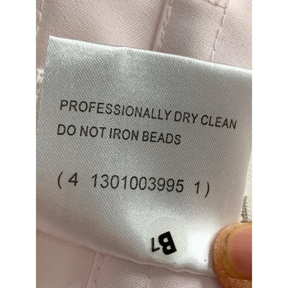 14W Davids Bridal Pink Halter Formal Gown Bead Floral Lace Tulle Dress 96280 - Picture 4 of 12